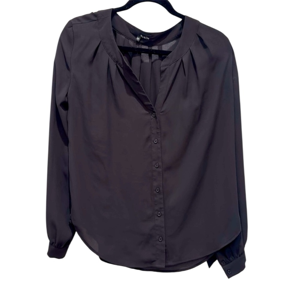 Ro & De Black Collar Long Sleeve Blouse Size Small